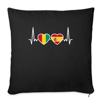Guinée Espagne Heartbeat Flag Guinée espagnole - Housse de coussin décorative 45 x 45 cm - noir - Devant