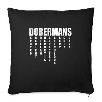 Doberman chien chiens cadeau pour animaux de compagnie - Housse de coussin décorative 45 x 45 cm - noir - Devant
