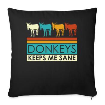 Âne Ânes rétro - Housse de coussin décorative 45 x 45 cm - noir - Devant