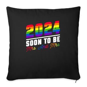 Mariage Gay Pride 2024 Mariage Gay Lesbien - Housse de coussin décorative 45 x 45 cm - noir - Devant