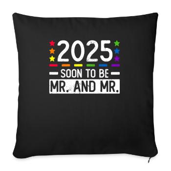 Mariage Gay Pride 2025 Mariage gay - Housse de coussin décorative 45 x 45 cm - noir - Devant