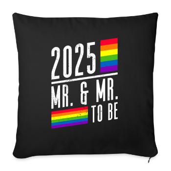 Mariage Gay Pride 2025 Mariage gay - Housse de coussin décorative 45 x 45 cm - noir - Devant