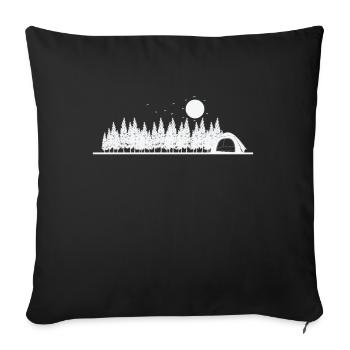 Camping in the woods, holidays, mountains, freedom - Sofa pillowcase 17,3'' x 17,3'' (45 x 45 cm) - black - Front