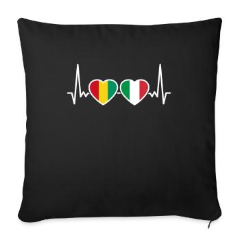 Guinée Italie Heartbeat Flag Guinée - Housse de coussin décorative 45 x 45 cm - noir - Devant