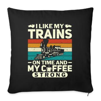 J’aime les trains et le café - Train Driver - Housse de coussin décorative 45 x 45 cm - noir - Devant
