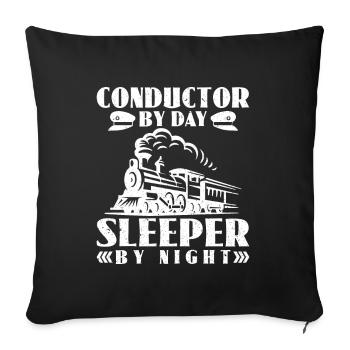 Chef d’orchestre le jour, dormeur de nuit - Zugführer - Housse de coussin décorative 45 x 45 cm - noir - Devant