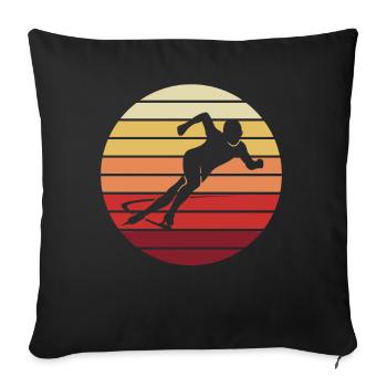 Figure Skating Sunset Silhouette Gift - Sofa pillowcase 17,3'' x 17,3'' (45 x 45 cm) - black - Front