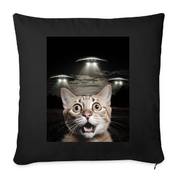 Selfie de chats drôles devant des OVNIS chat OVNI - Housse de coussin décorative 45 x 45 cm - noir - Devant