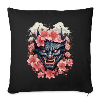 Japanese Hannya Demon Samurai Warrior Oni Mask - Sofa pillowcase 17,3'' x 17,3'' (45 x 45 cm) - black - Front