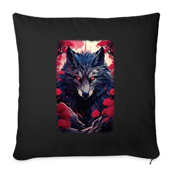 Spirit Wolf Fox Aesthetic Japanese Kitsune - Sofa pillowcase 17,3'' x 17,3'' (45 x 45 cm) - black - Front