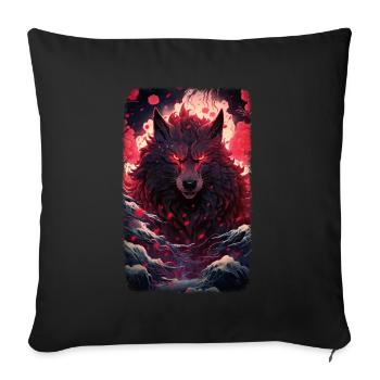 Spirit Wolf Fox Aesthetic Japanese Kitsune - Sofa pillowcase 17,3'' x 17,3'' (45 x 45 cm) - black - Front