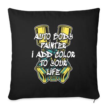 J’ajoute de la couleur à votre vie Voiture Spray Automobile Voiture - Housse de coussin décorative 45 x 45 cm - noir - Devant