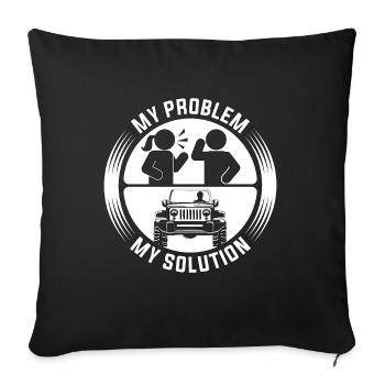 Off-Road Racing Lover My Problem My Pictogram Dad - Sofa pillowcase 17,3'' x 17,3'' (45 x 45 cm) - black - Front