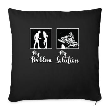 Snowmobile Racing My Problem My Pictogram Mom Dad - Sofa pillowcase 17,3'' x 17,3'' (45 x 45 cm) - black - Front