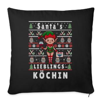 Ugly Christmas SANTA'S FAVORITE HOBBY COOK - Sofa pillowcase 17,3'' x 17,3'' (45 x 45 cm) - black - Front