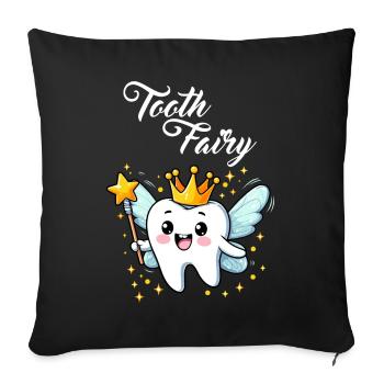 Fée des dents Angleterre Amérique Dents de lait pépinière - Housse de coussin décorative 45 x 45 cm - noir - Devant