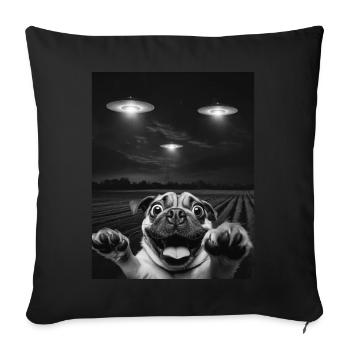 Selfie De Chiens Drôles Devant Des OVNIS Chien OVNI - Housse de coussin décorative 45 x 45 cm - noir - Devant