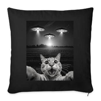 Drôle De Chats Selfie Devant Des OVNI Chat OVNI - Housse de coussin décorative 45 x 45 cm - noir - Devant