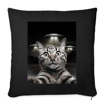 Drôle De Chats Selfie Devant Des OVNI Chat OVNI - Housse de coussin décorative 45 x 45 cm - noir - Devant