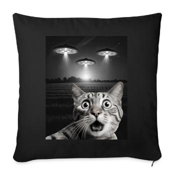Drôle De Chats Selfie Devant Des OVNI Chat OVNI - Housse de coussin décorative 45 x 45 cm - noir - Devant