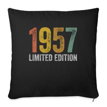 Jahrgang 1957 Limited Edition Geburtstag - Sofakissenbezug 45 x 45 cm - Schwarz - Vorne