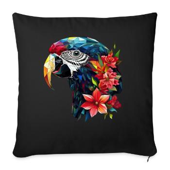 Floral Geometric Macaw Parrot Bird Pet Lover - Sofakissenbezug 45 x 45 cm - Schwarz - Vorne
