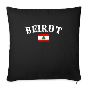Beirut Lebanon Vintage Lebanese Flag - Sofa pillowcase 17,3'' x 17,3'' (45 x 45 cm) - black - Front