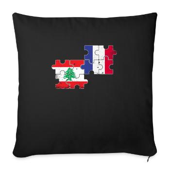 Lebanon France Vintage Flag Lebanese - Sofa pillowcase 17,3'' x 17,3'' (45 x 45 cm) - black - Front