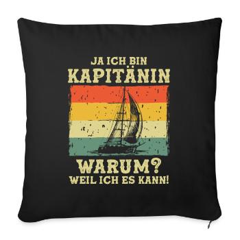Capitaine parce que je peux - Housse de coussin décorative 45 x 45 cm - noir - Devant