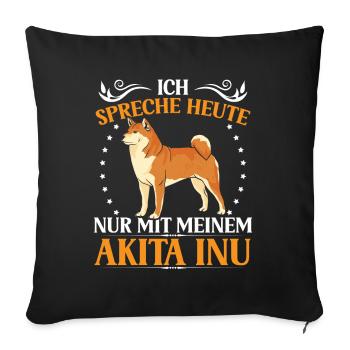 Ne parlez qu’à l’Akita Inu Japonais Akita Inu - Housse de coussin décorative 45 x 45 cm - noir - Devant
