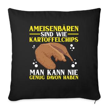 Never Enough Anteater Ant-Eating Bear - Sofa pillowcase 17,3'' x 17,3'' (45 x 45 cm) - black - Front