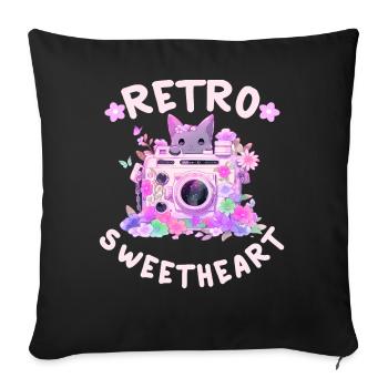 Retro Sweetheart Kawaii Floral Vintage Camera Groo - Sofakissenbezug 45 x 45 cm - Schwarz - Vorne