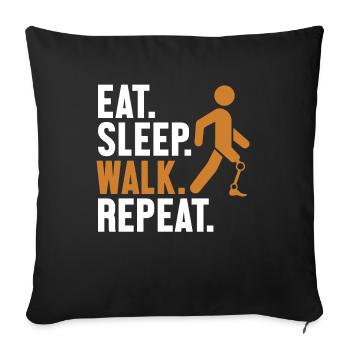 Manger Sommeil Marche Répétition Prothèse Pied Utilisateur Jambe - Housse de coussin décorative 45 x 45 cm - noir - Devant