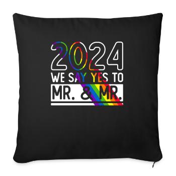 Mariage Gay Pride 2024 Mariage gay - Housse de coussin décorative 45 x 45 cm - noir - Devant