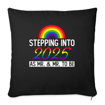 Gay Pride Mariage 2025 Mariage gay - Housse de coussin décorative 45 x 45 cm - noir - Devant