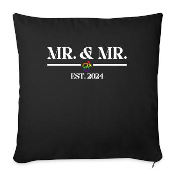 Mariage Gay Pride 2024 Mariage gay - Housse de coussin décorative 45 x 45 cm - noir - Devant