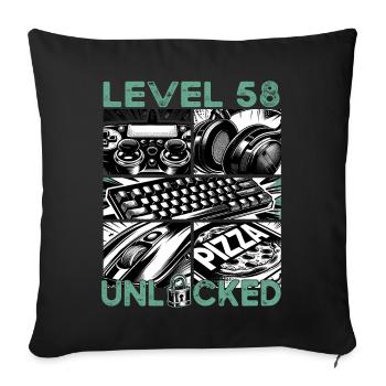 Birthday Level 58 Unlocked Gaming & Gamer - Sofa pillowcase 17,3'' x 17,3'' (45 x 45 cm) - black - Front