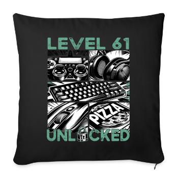 Birthday Level 61 Unlocked Gaming & Gamer - Sofa pillowcase 17,3'' x 17,3'' (45 x 45 cm) - black - Front