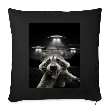 Selfie drôle de raton laveur devant des ovnis Raton laveur OVNI - Housse de coussin décorative 45 x 45 cm - noir - Devant