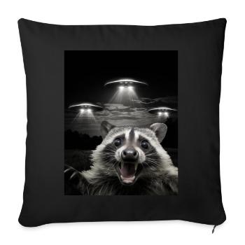 Selfie drôle de raton laveur devant des ovnis Raton laveur OVNI - Housse de coussin décorative 45 x 45 cm - noir - Devant