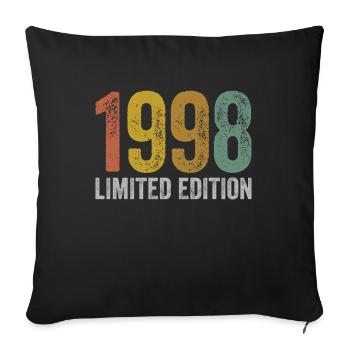 Jahrgang 1998 Limited Edition Geburtstag - Sofakissenbezug 45 x 45 cm - Schwarz - Vorne