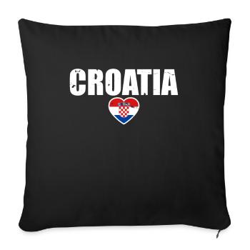 Croatie Vintage coeur Croatie croate drapeau croate - Housse de coussin décorative 45 x 45 cm - noir - Devant