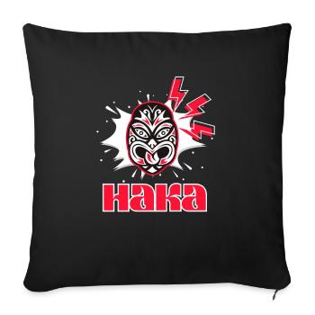 Masque tribal maori Haka danse Nouvelle-Zélande - Housse de coussin décorative 45 x 45 cm - noir - Devant