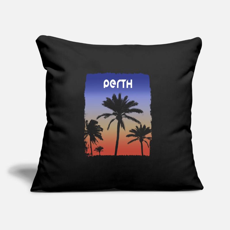 Perth Australie coucher de soleil vacances Souvenir palmier Housse de coussin décorative 45 x 45 cm