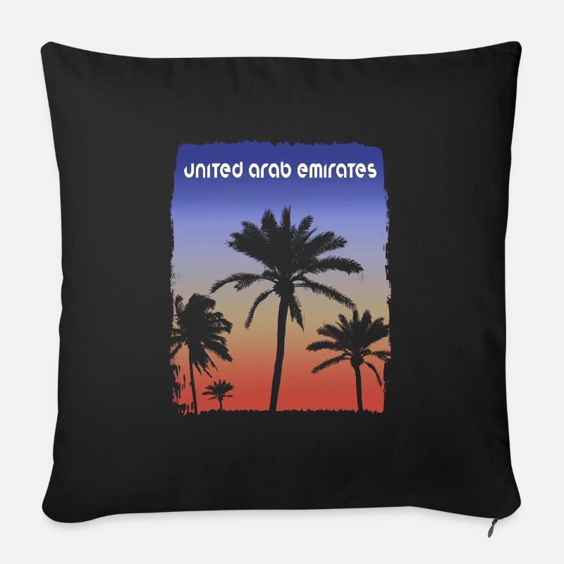 Émirats arabes unis Souvenir de vacances au coucher du soleil - Housse de coussin décorative 45 x 45 cm - noir