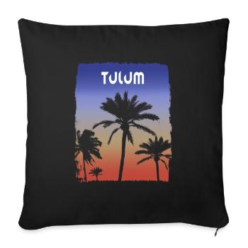 Tulum Mexiko Sonnenuntergang Urlaub Souvenir Palme - Sofakissenbezug 45 x 45 cm - Schwarz - Vorne