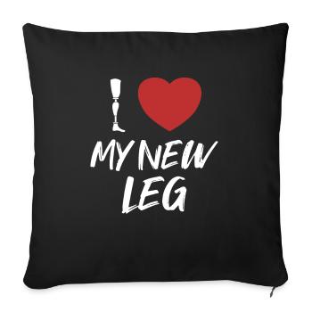 J’aime ma nouvelle jambe Prothèse Jambe de l’utilisateur - Housse de coussin décorative 45 x 45 cm - noir - Devant