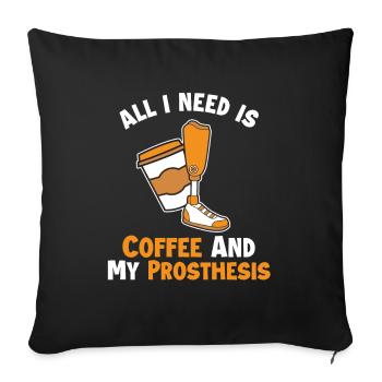 Le café et ma prothèse Prothèse Pied Utilisateur Jambe - Housse de coussin décorative 45 x 45 cm - noir - Devant