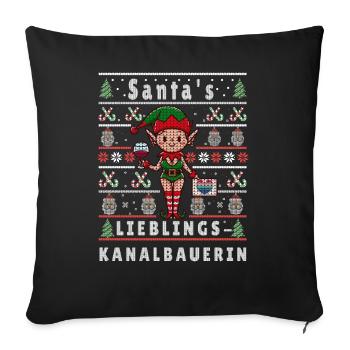 Ugly Christmas SANTA'S FAVORITE CANAL BUILDER - Sofa pillowcase 17,3'' x 17,3'' (45 x 45 cm) - black - Front
