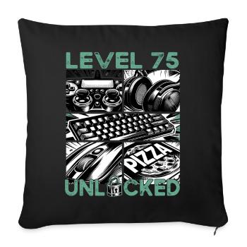 Niveau d’anniversaire 75 Jeux et joueurs débloqués - Housse de coussin décorative 45 x 45 cm - noir - Devant